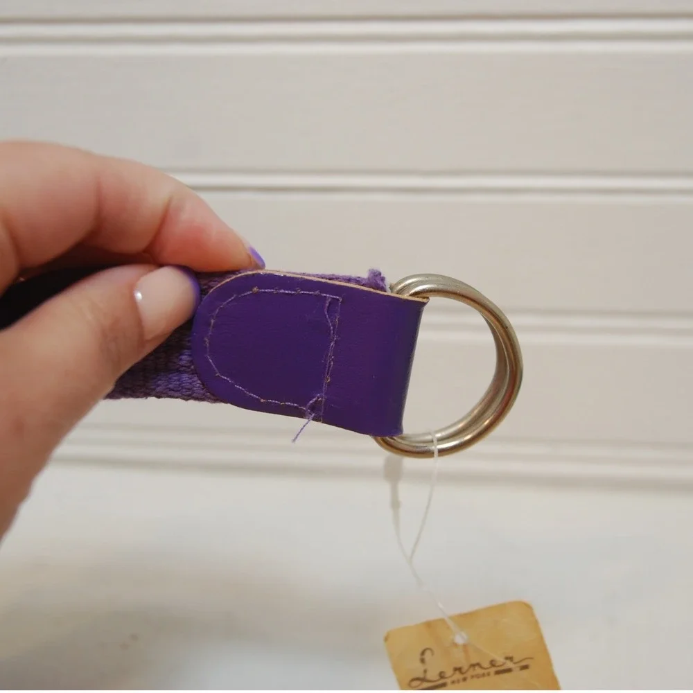 Vintage Lerner New York canvas webbing belts NWT set of two purple & blue size M